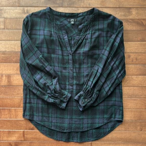 J. Crew Women’s Black Plaid Flannel Top Size Small - Picture 1 of 6